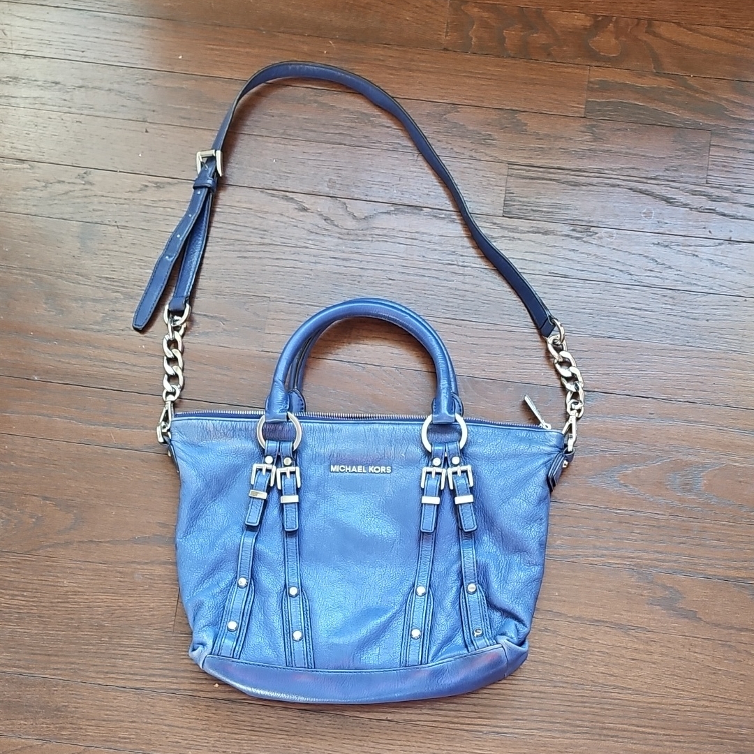 Michael Kors Royal Blue Shoulder Bag With Chain Straps